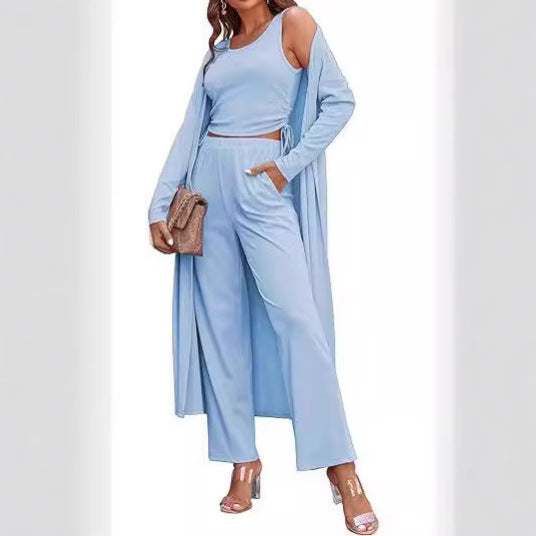 GR | Knitted vest with pockets, three-piece set 