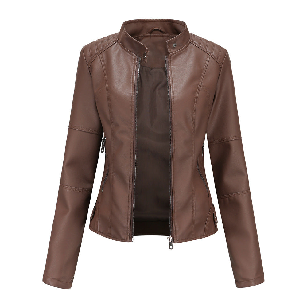 GR - Women's simple faux leather jacket for an edgy look