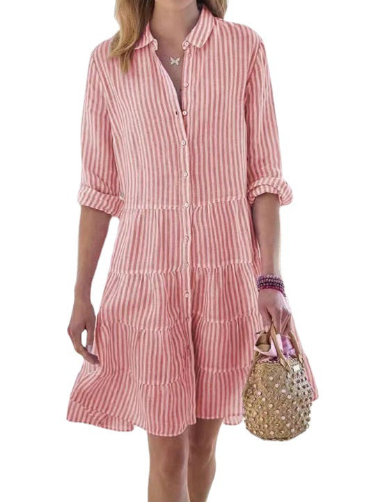 Women's airy shirt dress with animal silhouette and buttoned neckline, size S