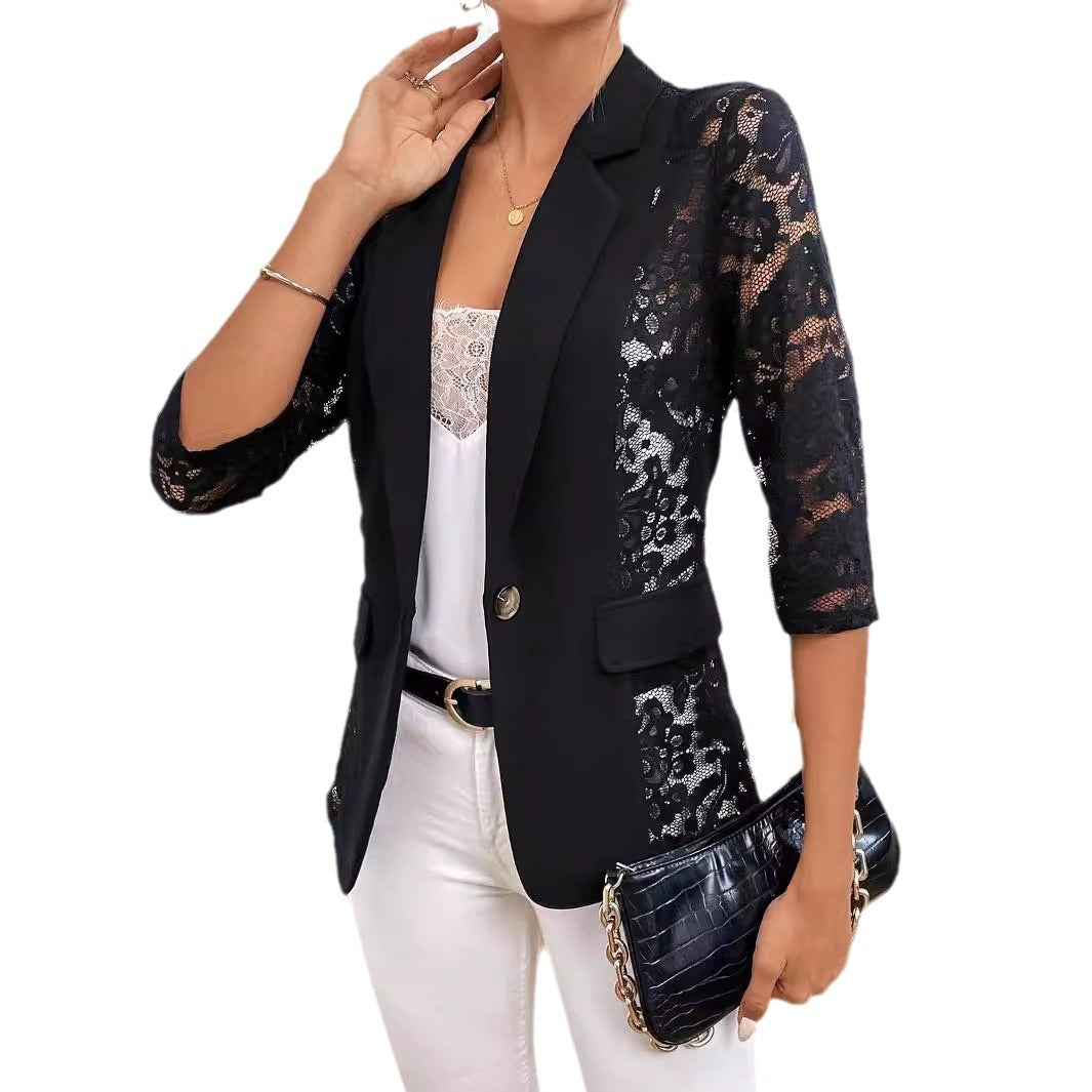 GR | Lace trim small blazer top