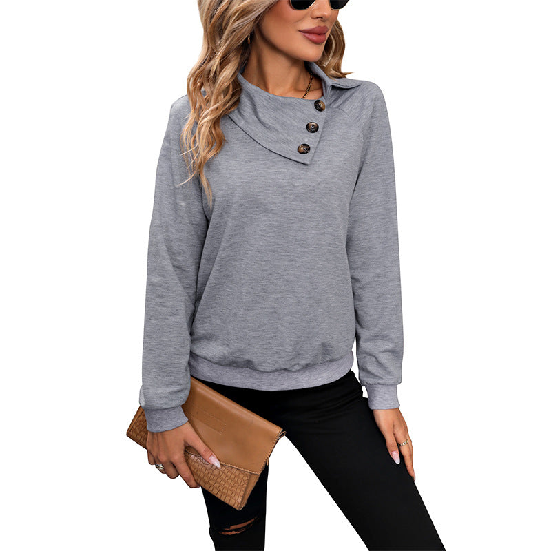 Bequemes Langarm Damen Sweatshirt mit Kragen GR