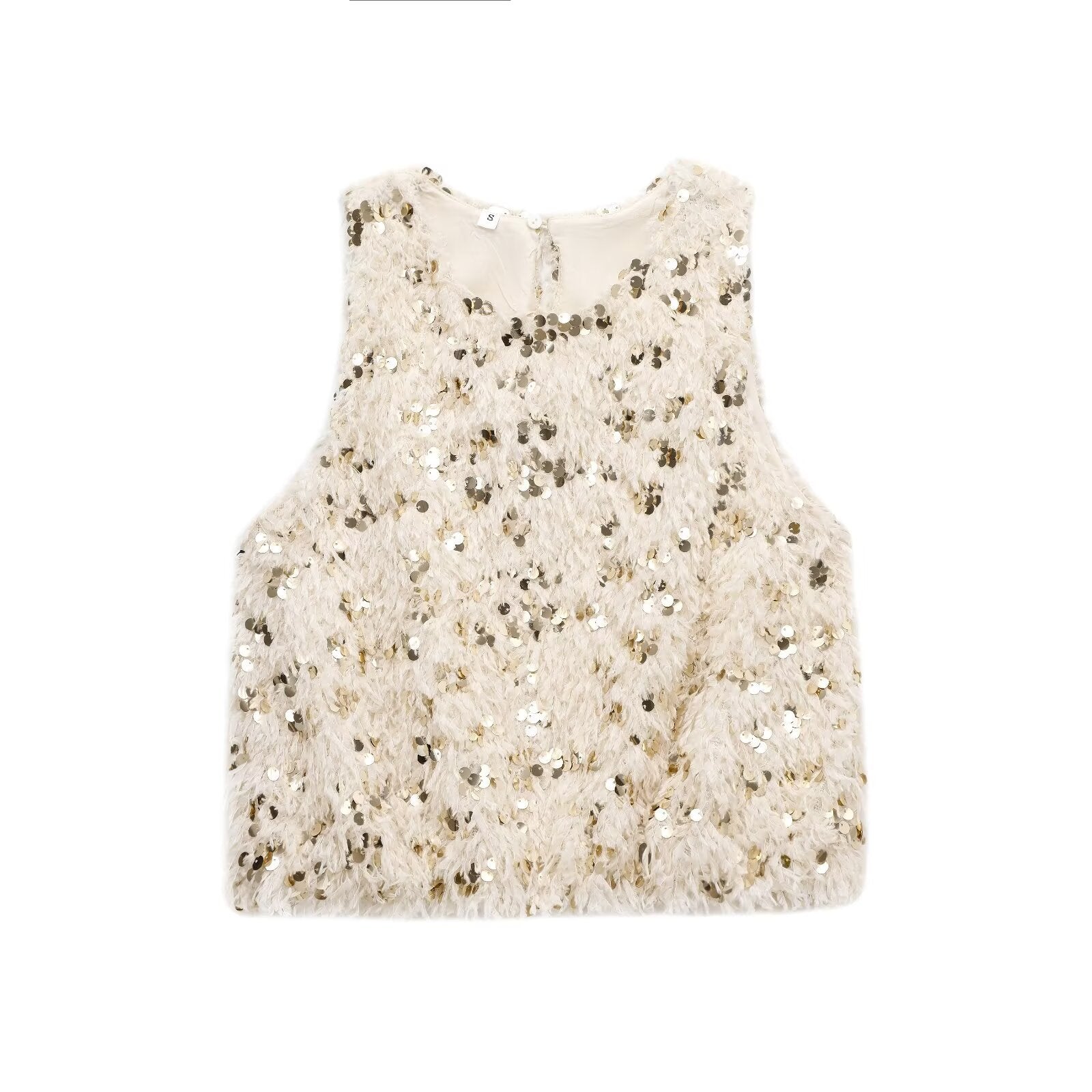 GR | Round Neck Sequin Sleeveless Top