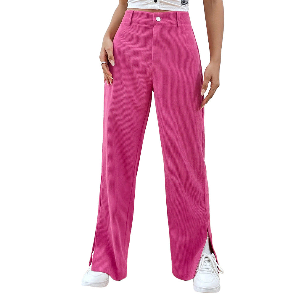 Damen Weit geschnittene Cordhose mit seitlichen Schlitzen GR