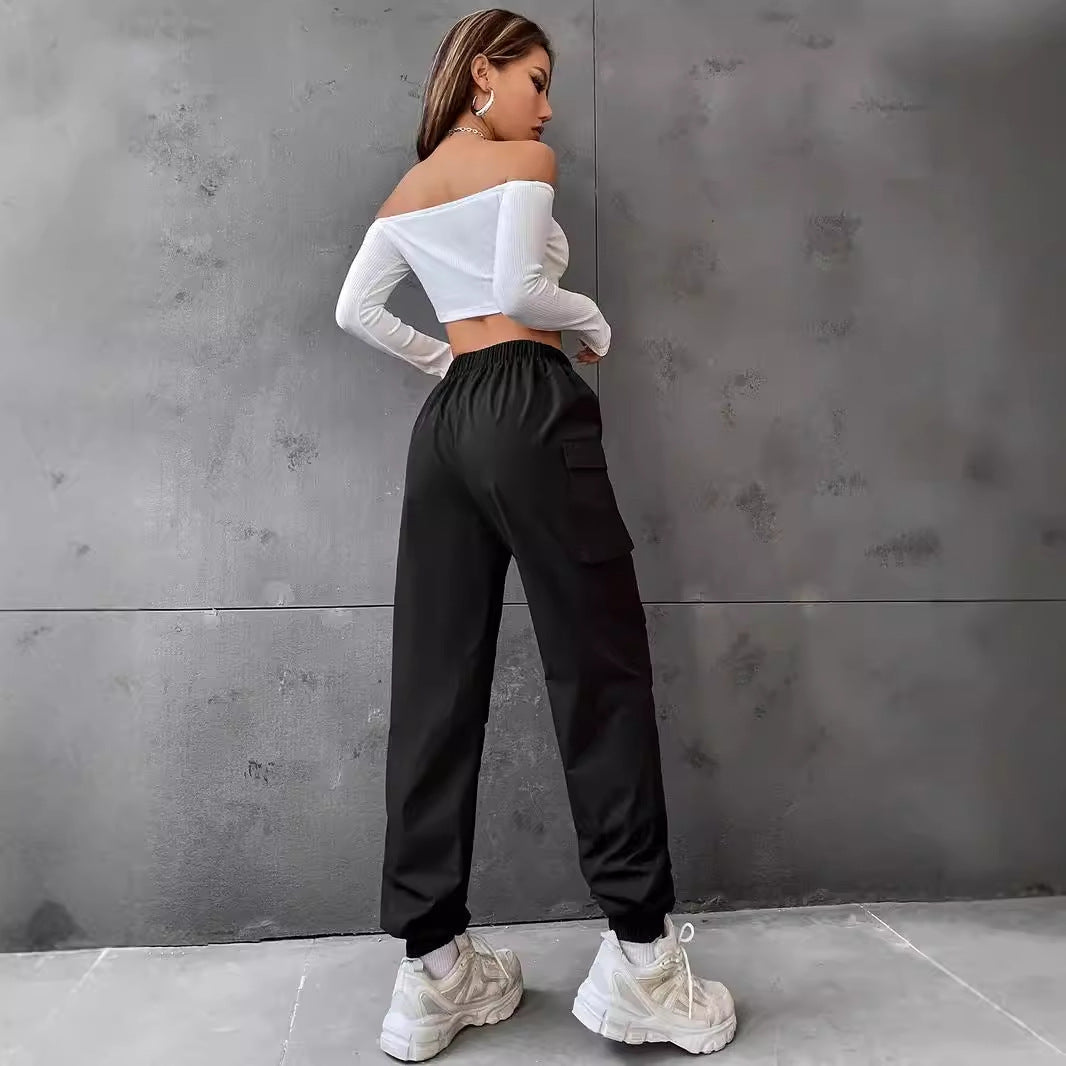 Damen Cargo-Hose mit elastischem Bund und praktischen Taschen GR