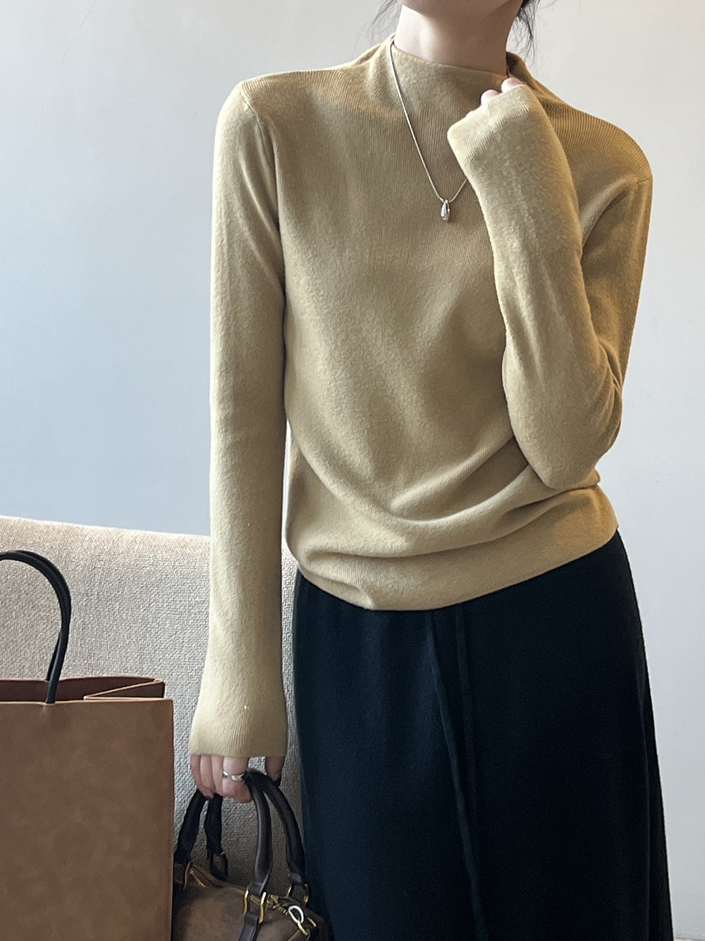 GR Halbturtleneck gebürsteter Soft-Touch-Pullover