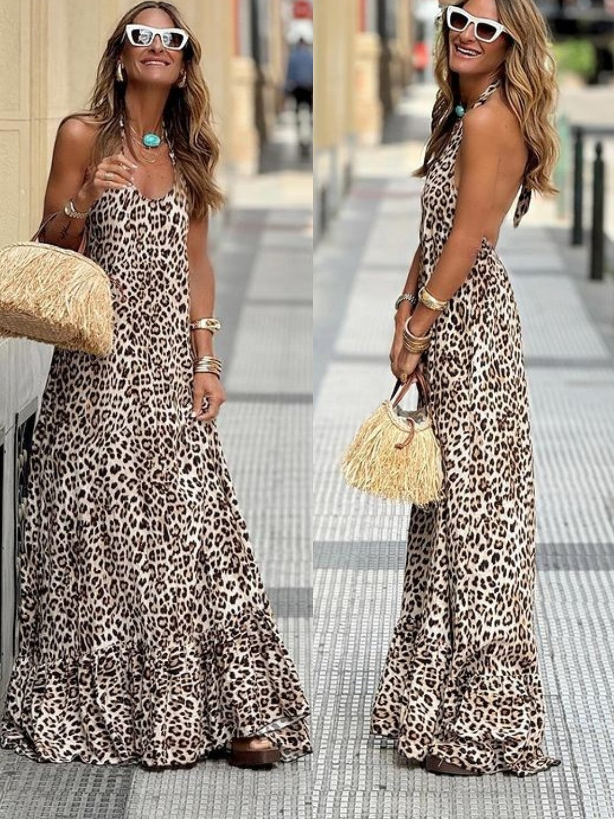 GR | Women's dress with leopard print