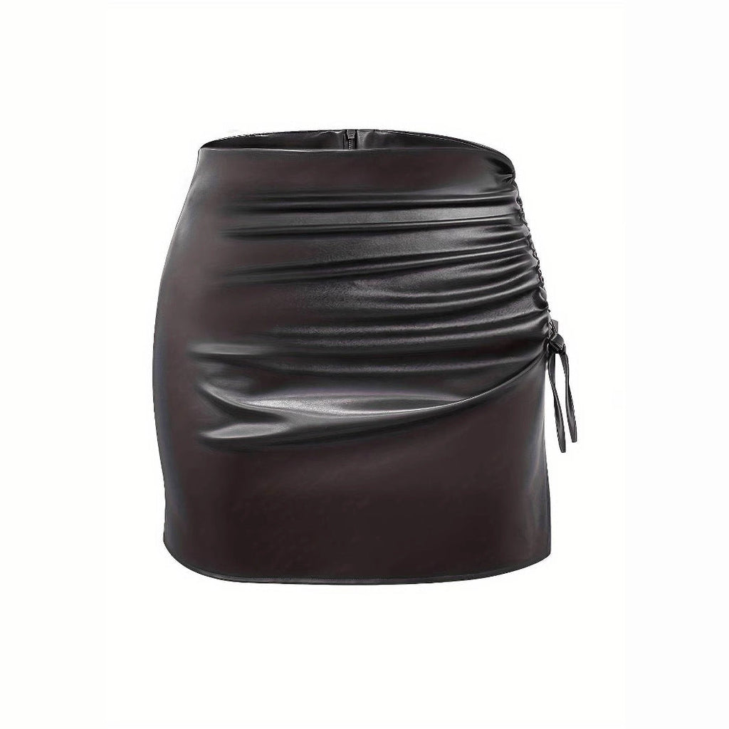 Women's figure-hugging mini skirt with sophisticated ruffle design, size