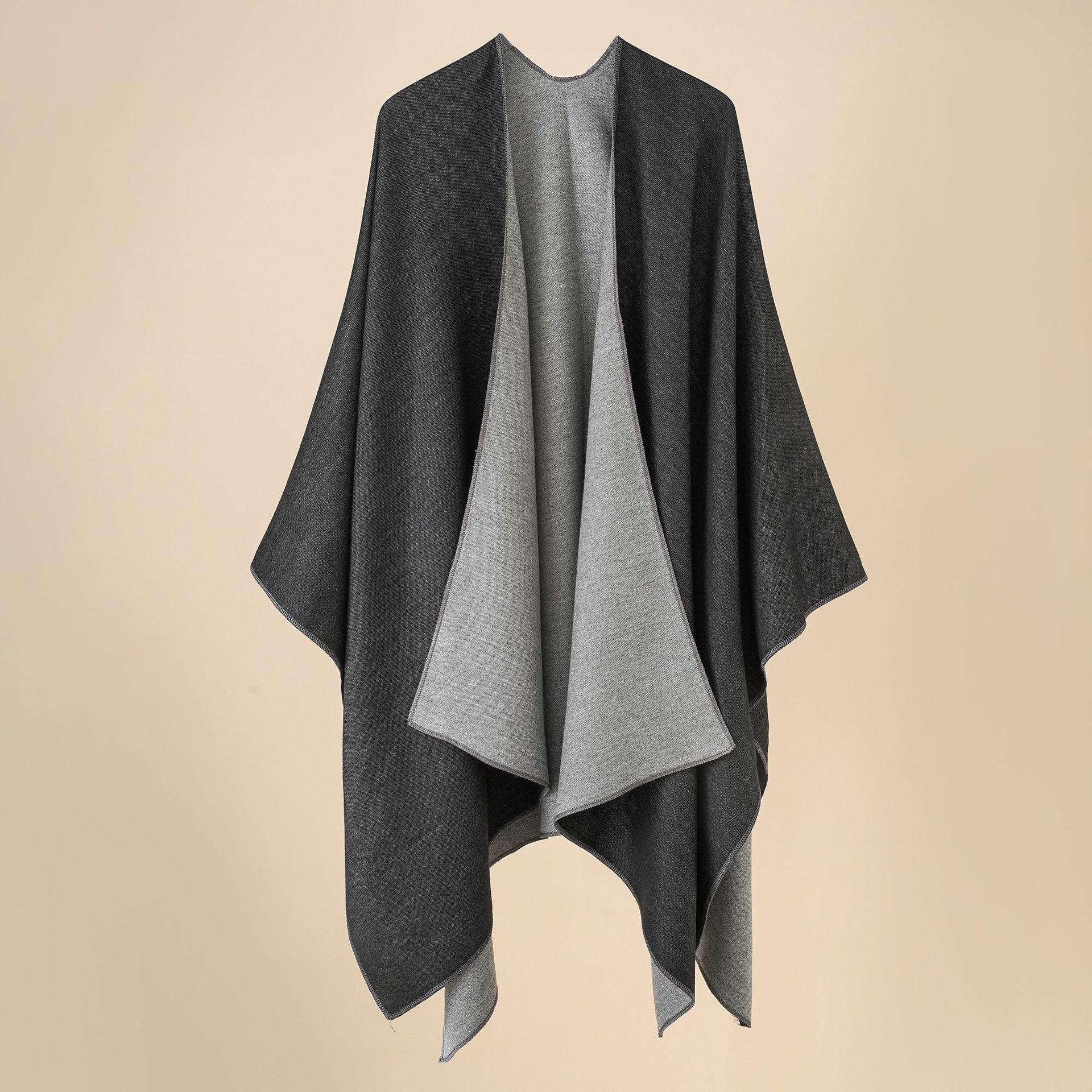Damen Wohlfühl-Poncho aus weichem Wollmix mit elegantem Schnitt GR