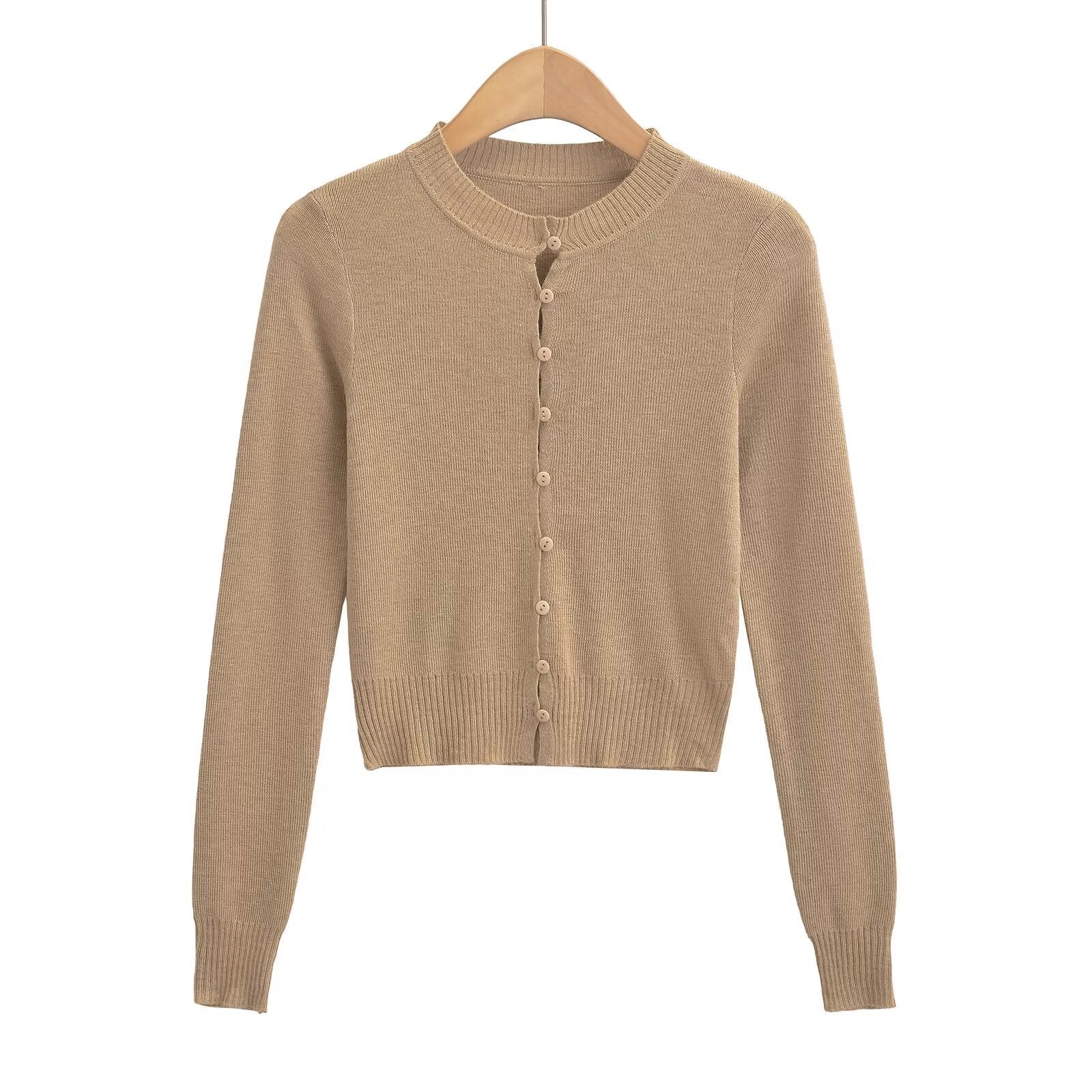 Damen Strickjacke mit modischem Rundhalsausschnitt und eleganter Knopfleiste GR