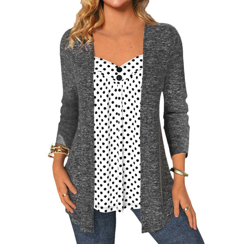 Women's cardigan with a glossy finish and relaxed drape, size S