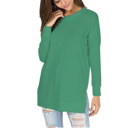 GR | Einfarbiges Rundhals-Casual-Top