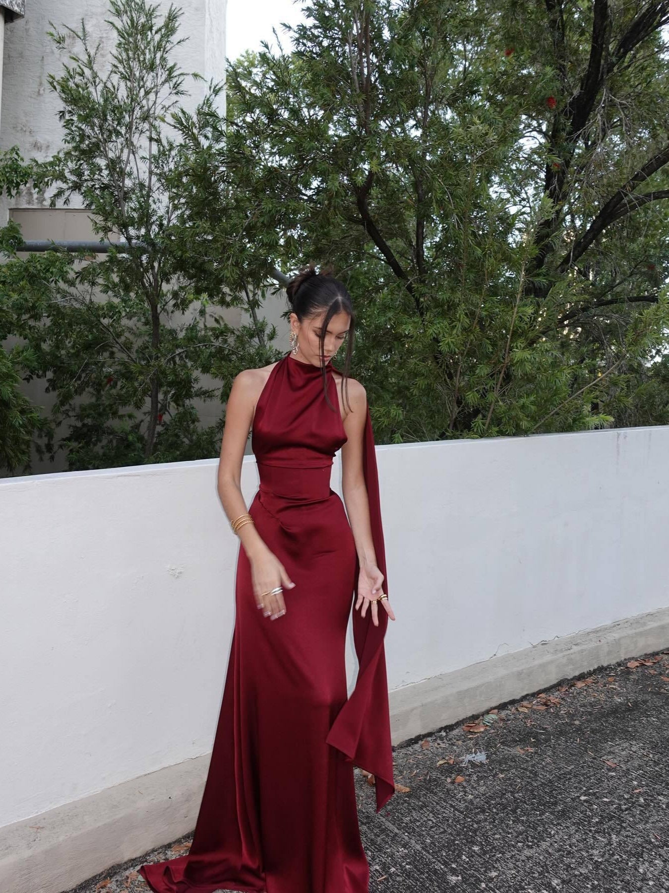 GR | Open Back Satin Halter Dress