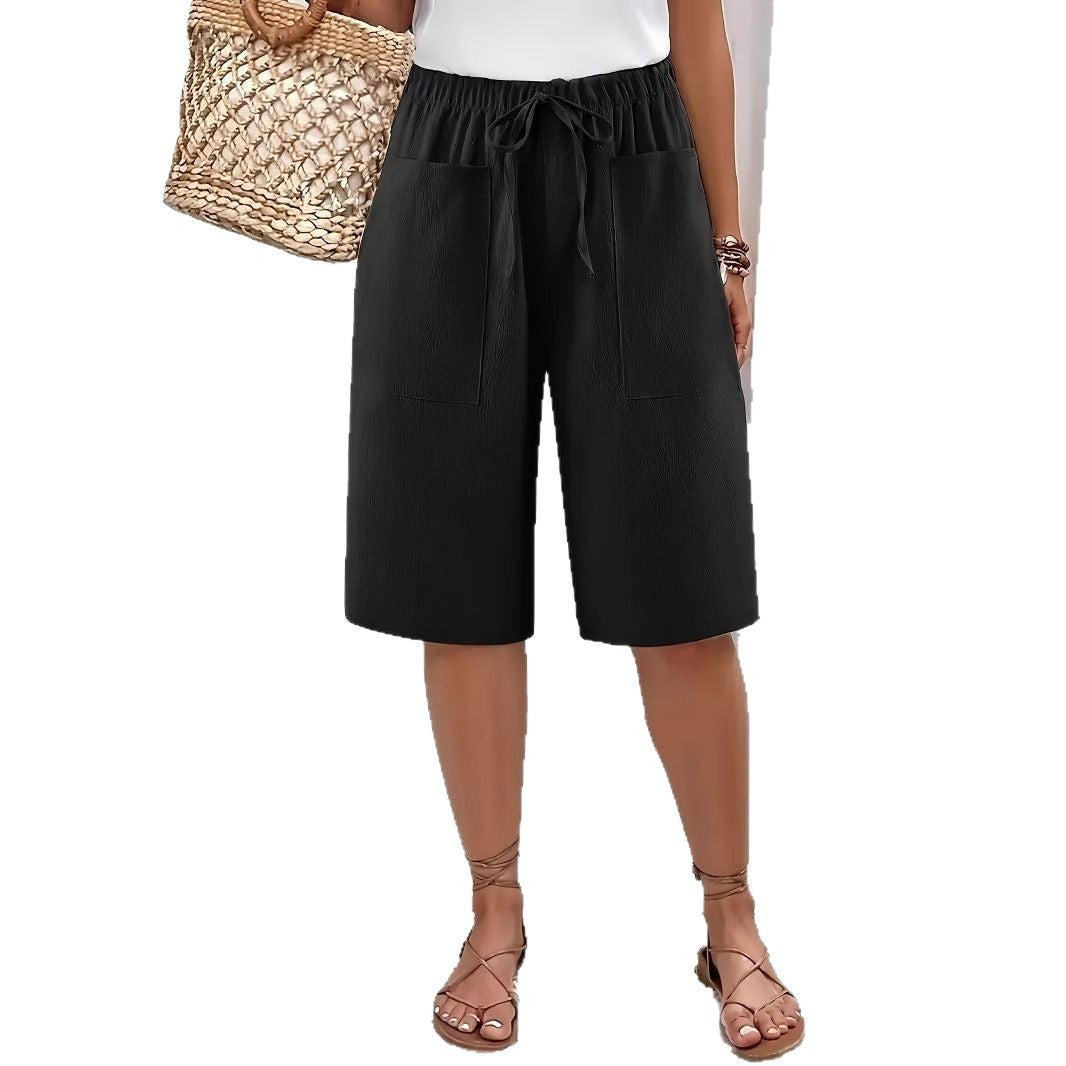 Damen lässige Culotte-Shorts mit elastischem Bund und praktischen Seitentaschen GR