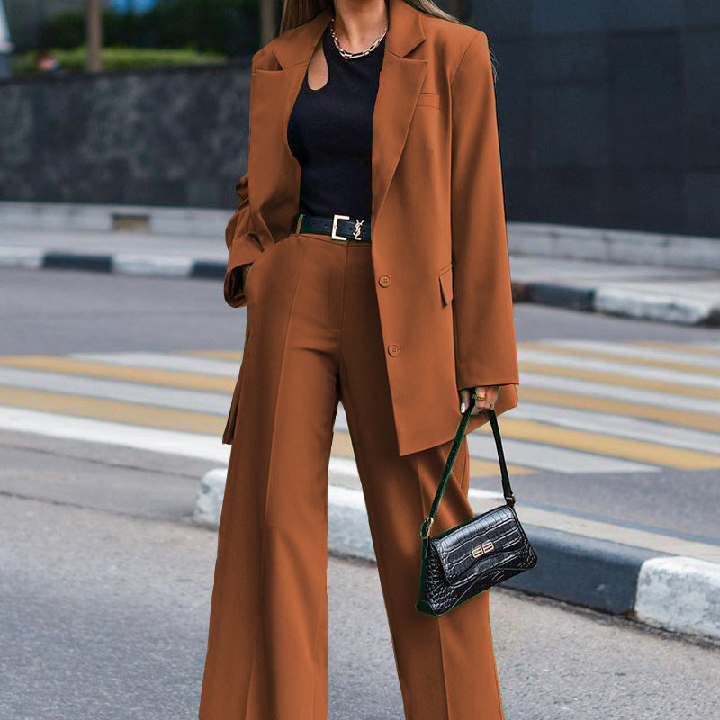 Women's Oversized Blazer and Wide-Leg Trousers Combination, Size