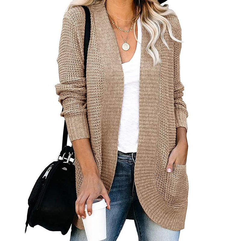 Women's open-cut cardigan with side pockets, size