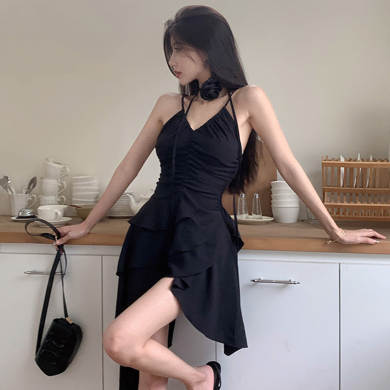 Damen asymmetrisches Sommerkleid mit Rüschendetails GR