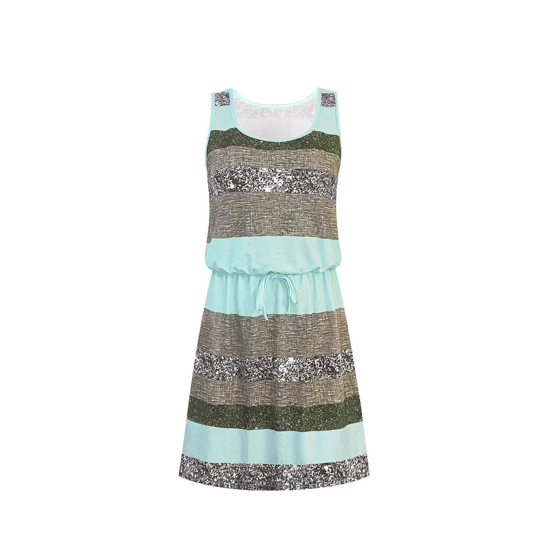 Damen Freizeitkleid mit attraktiven Mischstrukturen und elastischem Taillenzug GR