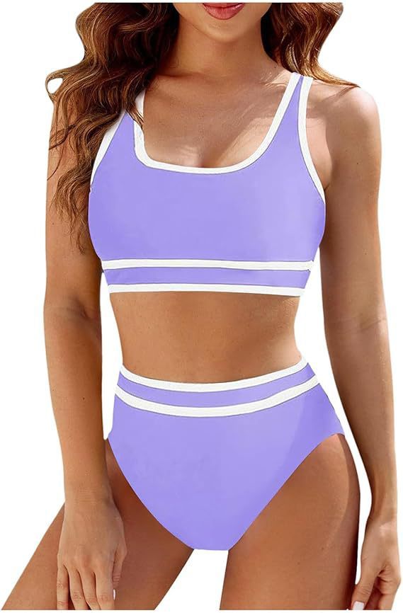 Women's sporty bikini set with high-cut bottoms and sporty top, size [size missing]