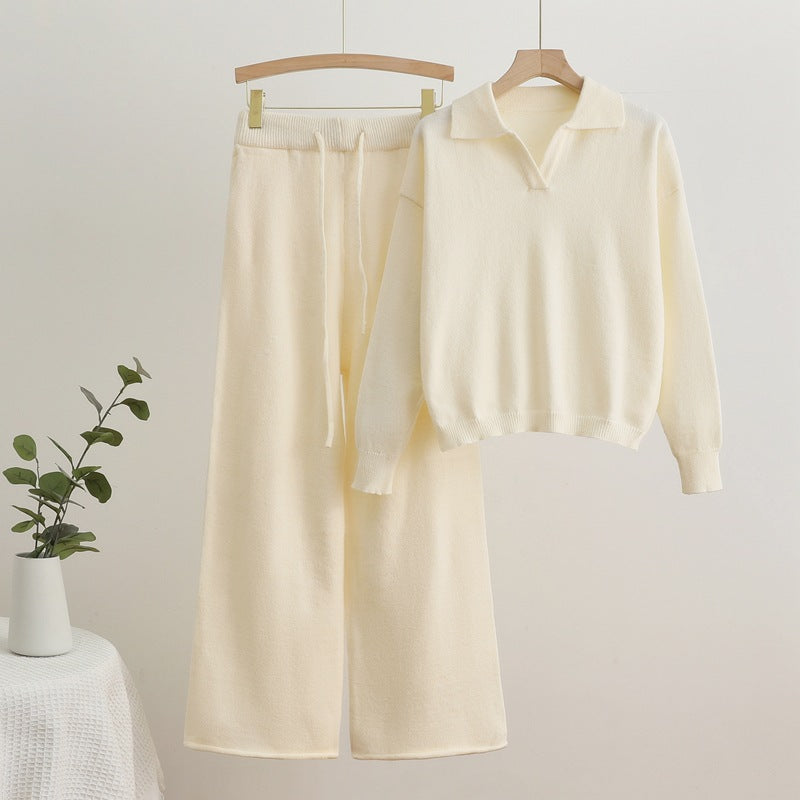 GR | Reverskragen Top und Kordelzug Weite Hose Set