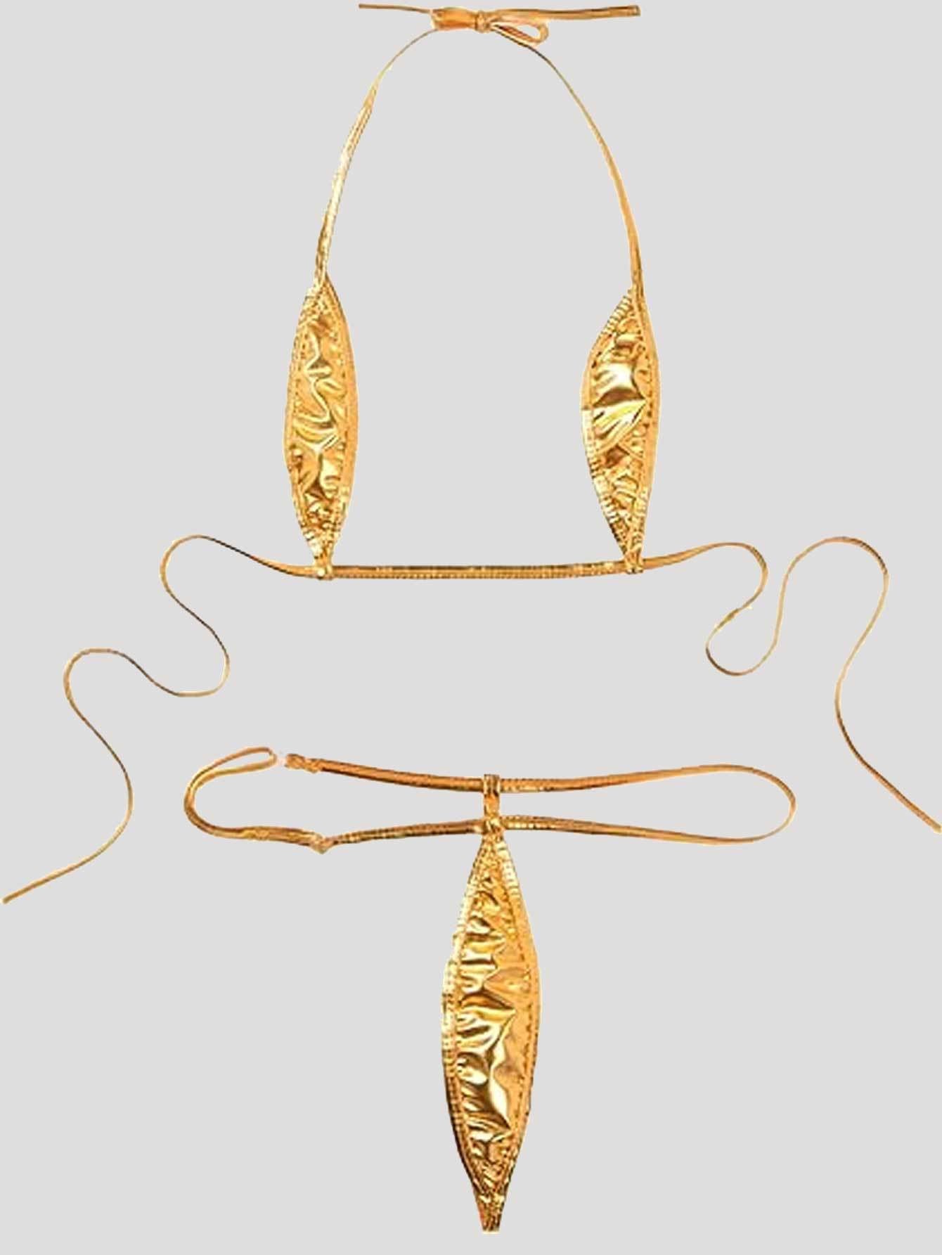 Women's bikini set with a glossy design and adjustable straps, size [size missing]