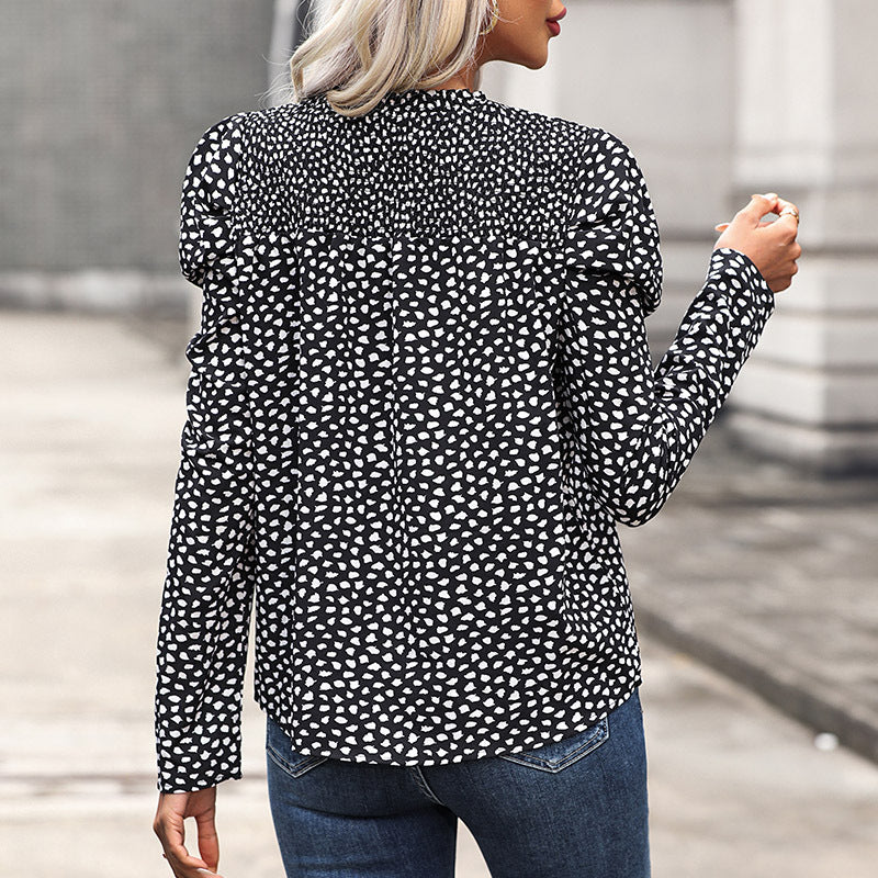 Damen Bluse mit Puffärmeln und modernem Herzmotiv GR