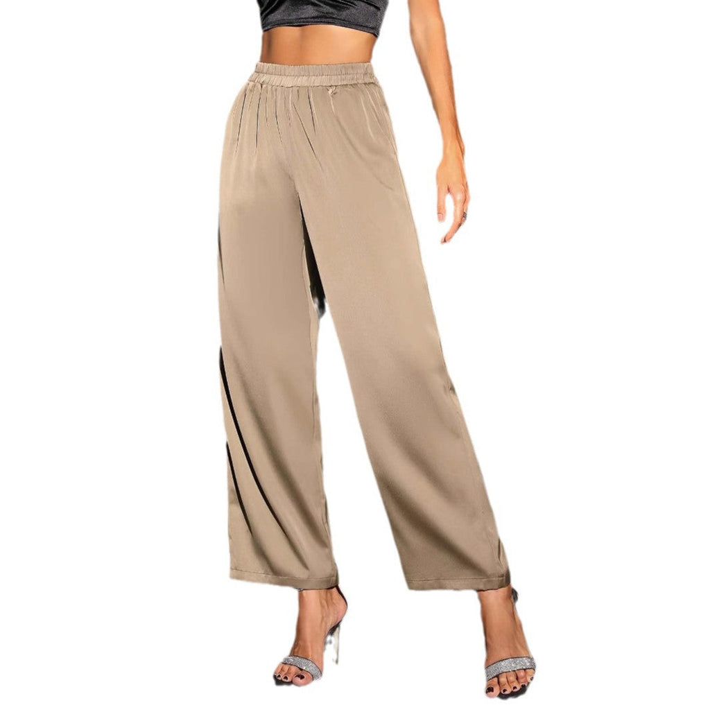 Damen Weit geschnittene Satin-Hose mit elastischem Bund GR