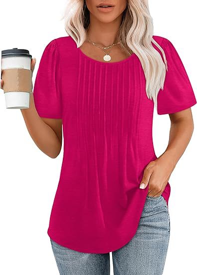 Damen Sommer T-Shirt mit Falten-Design GR