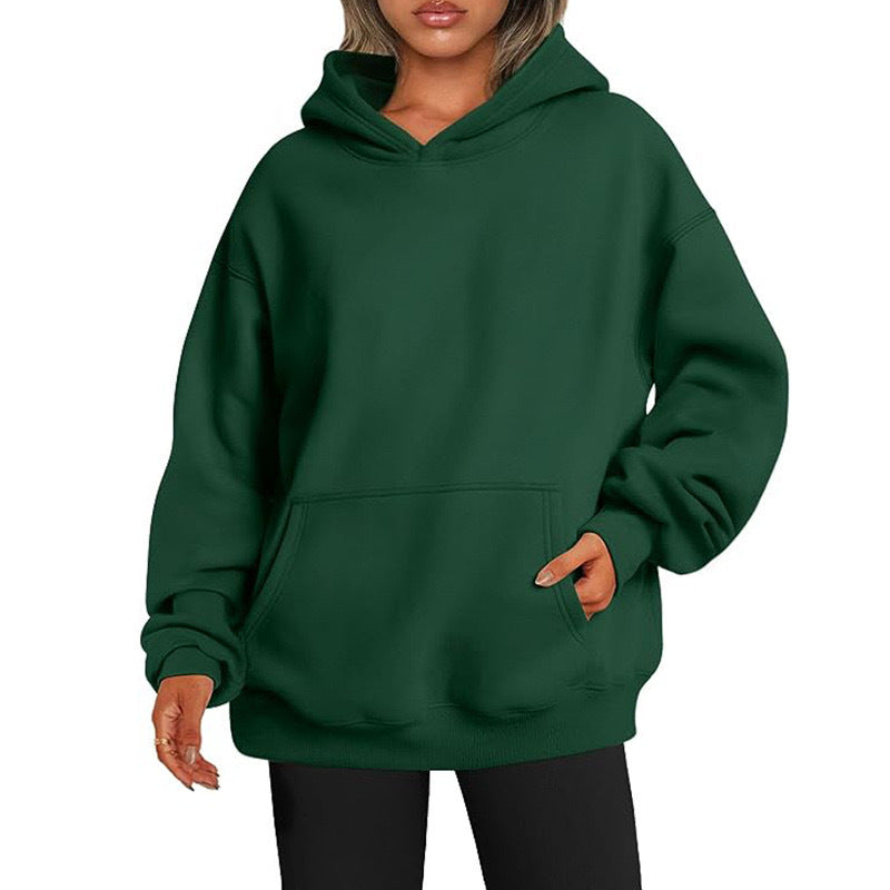 Damen oversized Kapuzenpullover aus weichem Baumwollmix mit praktischen Taschen GR