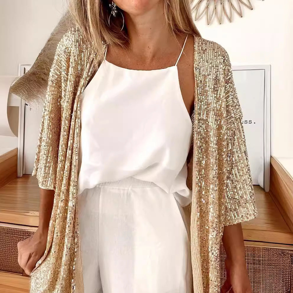 Damen lässiger Cardigan mit offenen Front und fließender Passform GR