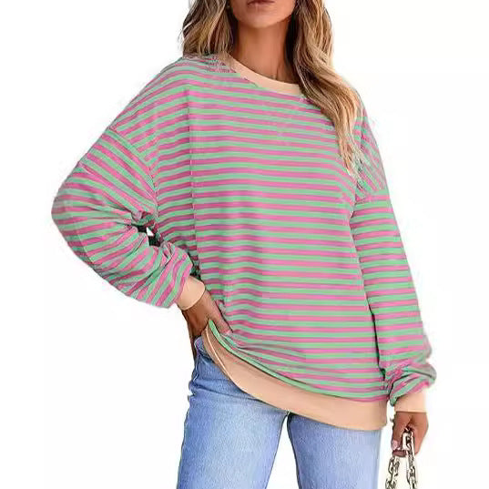 GR | Color block sweater with drawstring top 