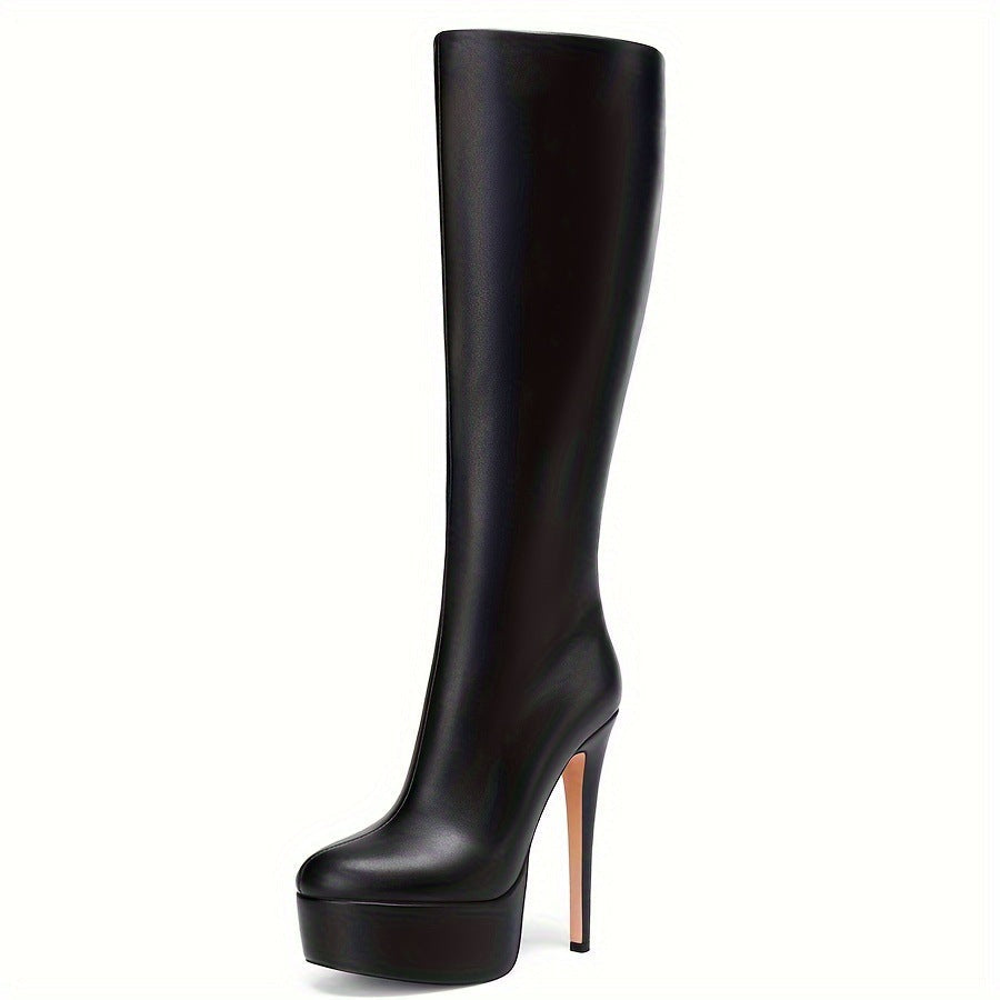GR | Solid Color High Stiletto Heels Thick Sole Boots