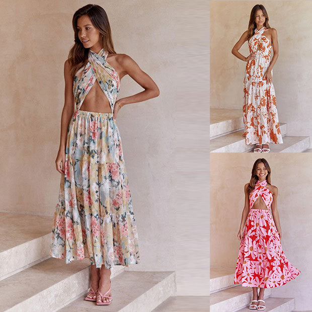 GR | Halter Printed Sleeveless Halter Dress 