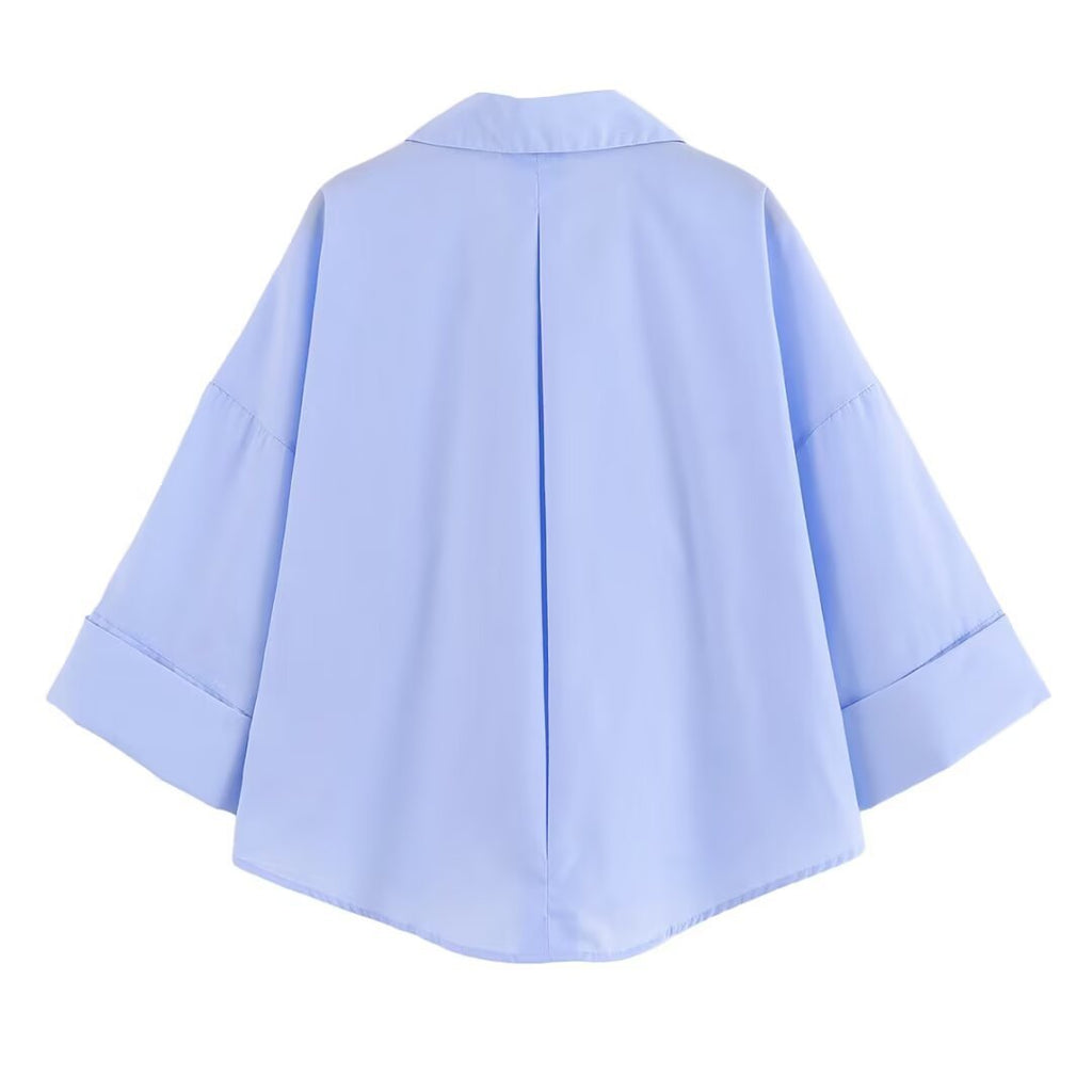 Damen Bluse mit oversized Schnitt und schickem Revers GR