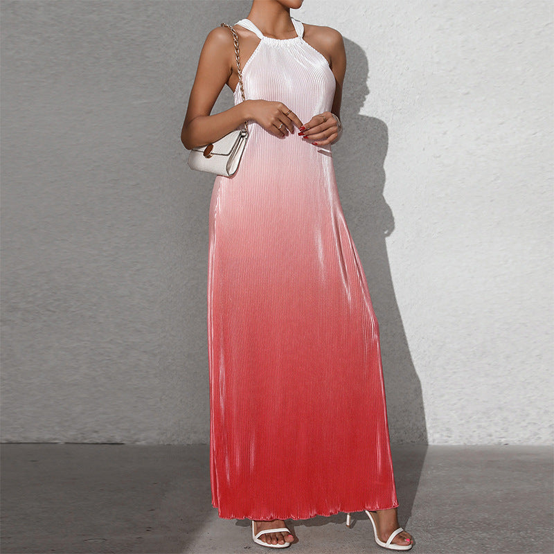 GR | Gradient Spaghetti Strap A-Line Long Dress