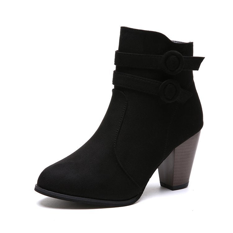Women's ankle boots with decorative straps and elegant heel, size GR