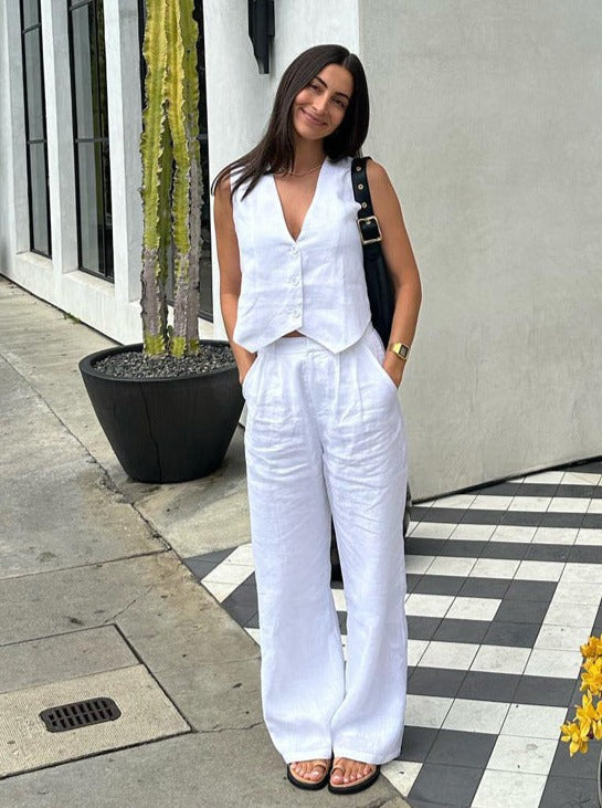 GR | Two-piece sleeveless vest and trousers suit