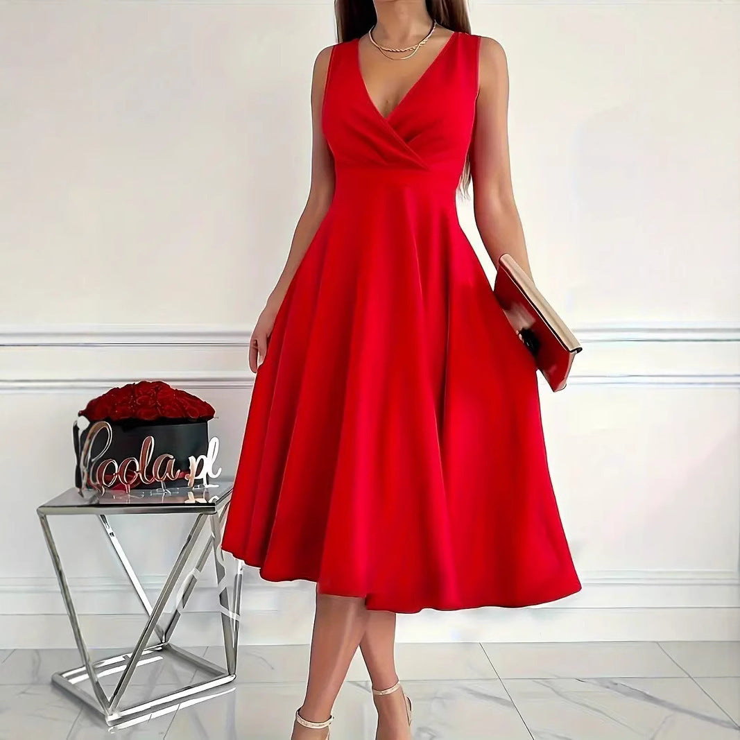 GR | Einfarbiges Tankkleid Asymmetrischer Ausschnitt Kleid