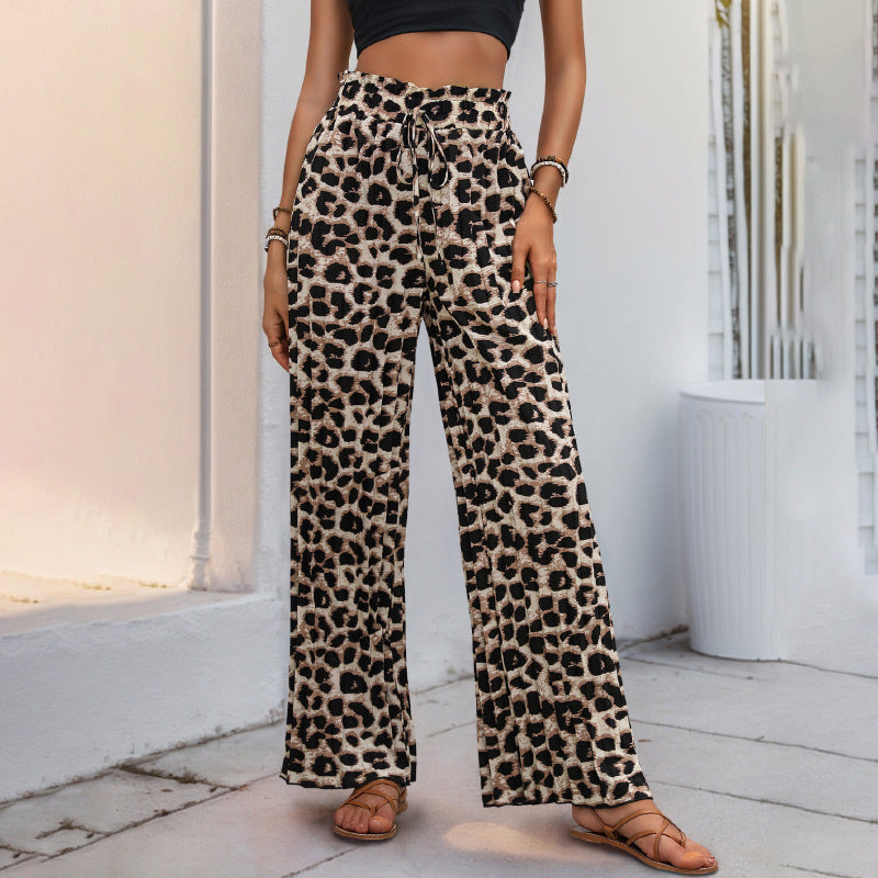 Damen Palazzo-Hose mit stylischem Leoprint und elastischem Taillenzug GR