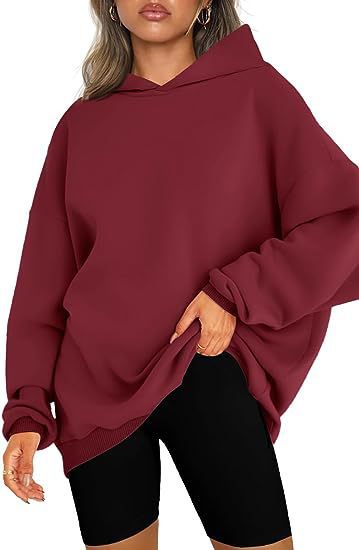 Damen oversized Kapuzenpullover mit seitlichen Schlitzen GR