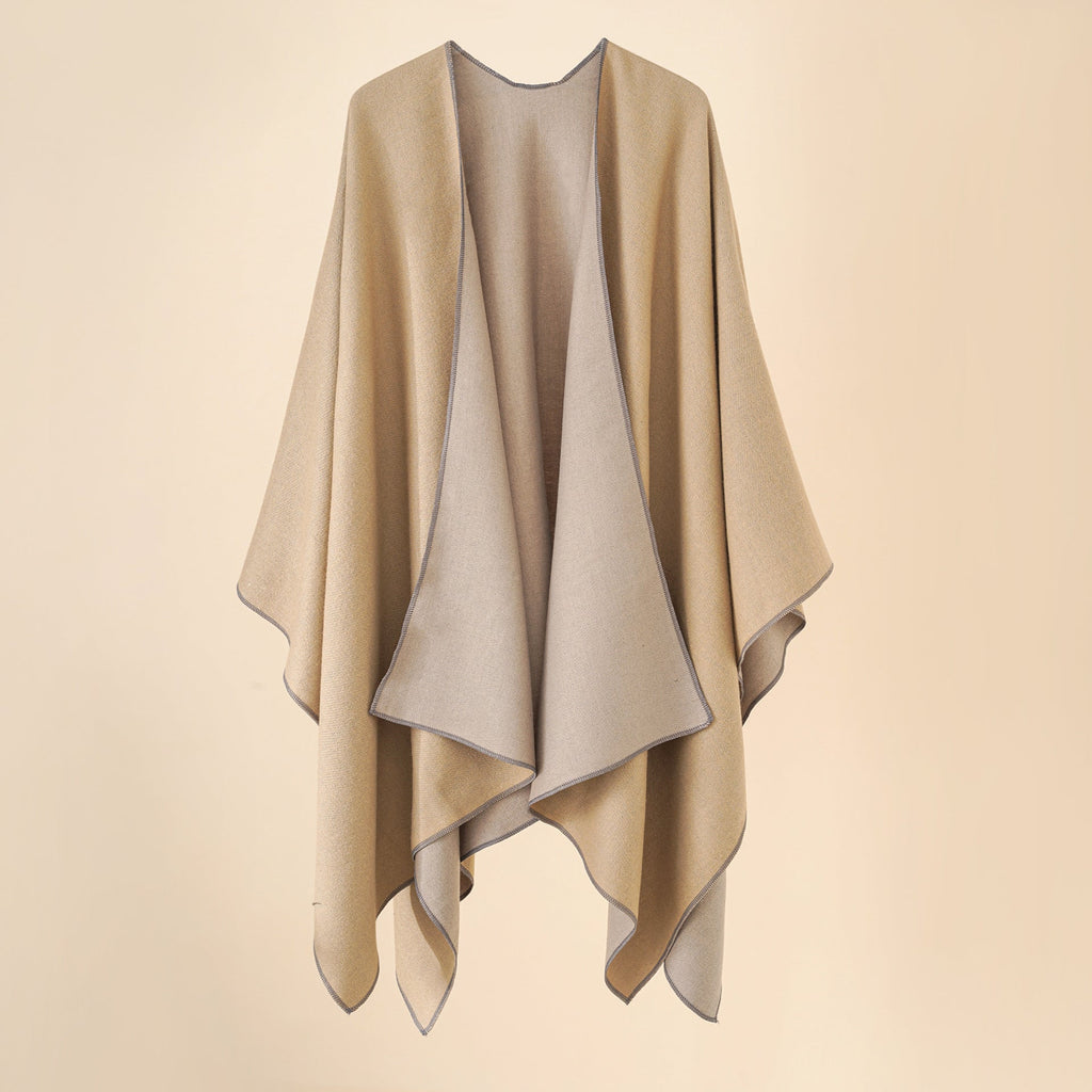 Damen Wohlfühl-Poncho aus weichem Wollmix mit elegantem Schnitt GR