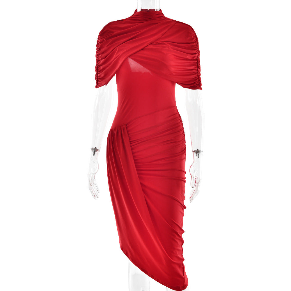 Women's elegant, figure-hugging ruffled evening dress, size
