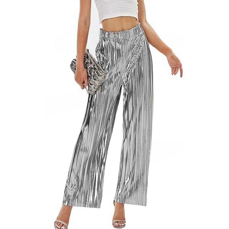 Damen Elegante Plisseehose mit elastischem Bund GR