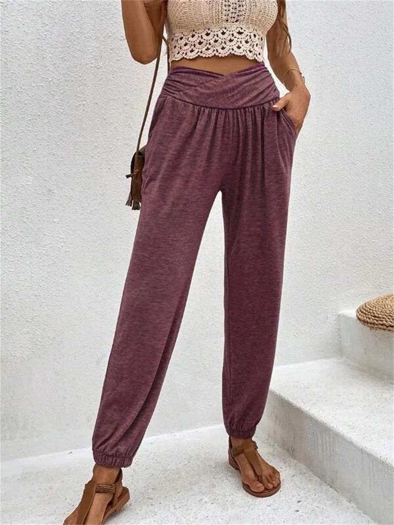 Damen lässige Freizeithose mit hohem Bund und bequemen Gummizug GR