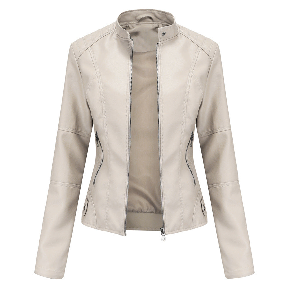 GR - Women's simple faux leather jacket for an edgy look