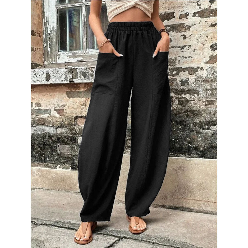 GR | Bequeme einfarbige Taschen Freizeit-Hosen