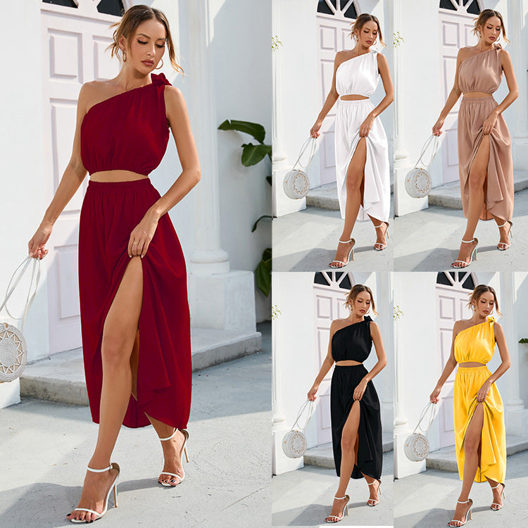 GR | Stylish split-hem maxi two-piece set 