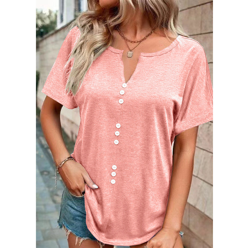 GR | Solid Color Soft Fashionable V-Neck T-Shirt in Plus Sizes