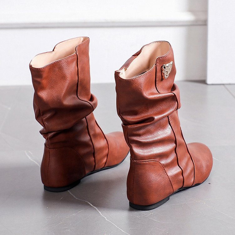 Women's fashionable boots with a casual pleated design and elegant heel, size S