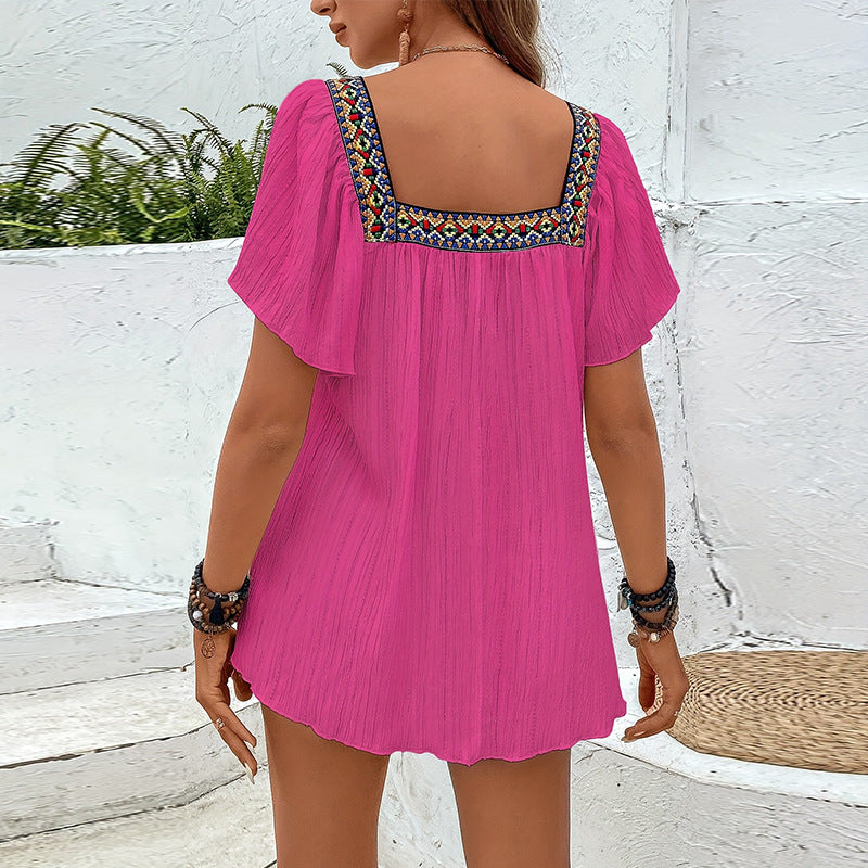 Damen luftige Sommerbluse mit Stickereien GR