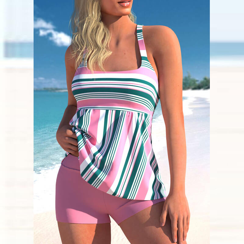 GR | Tankini Set with Striped Print